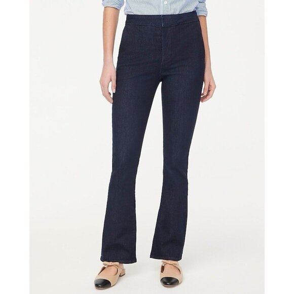 J Crew Womens Slim Trouser Jeans Sz 32P 32 Petite Dark Wash Flare Leg Stretch - Picture 1 of 10